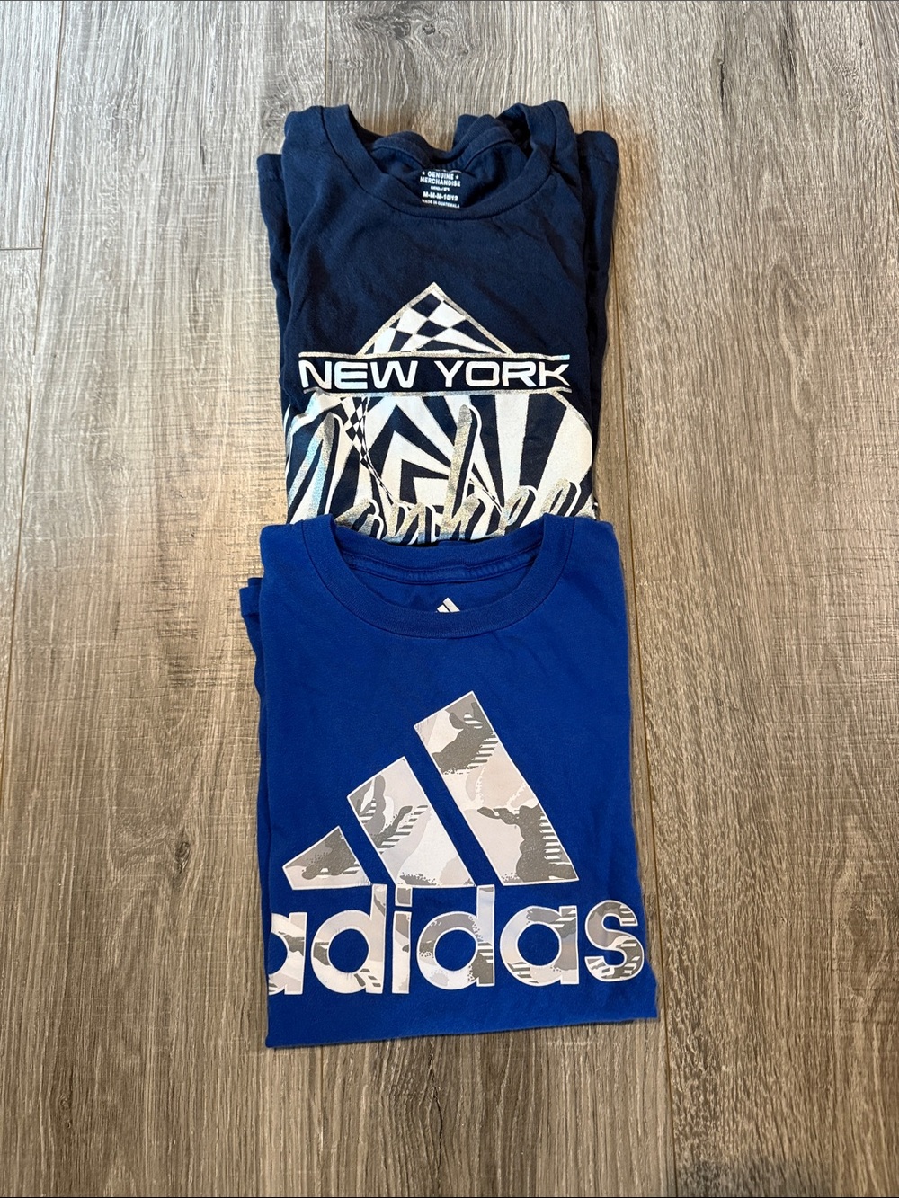 Lot Boys Tees Adidas Blue Logo Graphic Tee and Yankee Tee Size 10-12